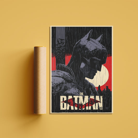 The Batman Rainy Silhouette Poster