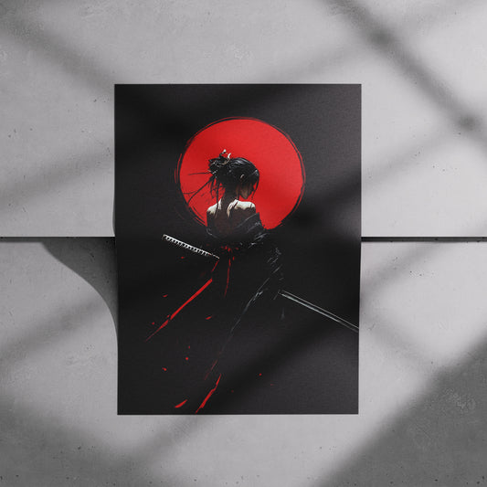 Samurai Crimson Sun Poster