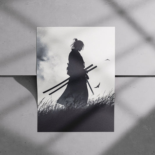Lone Samurai Silhouette Poster