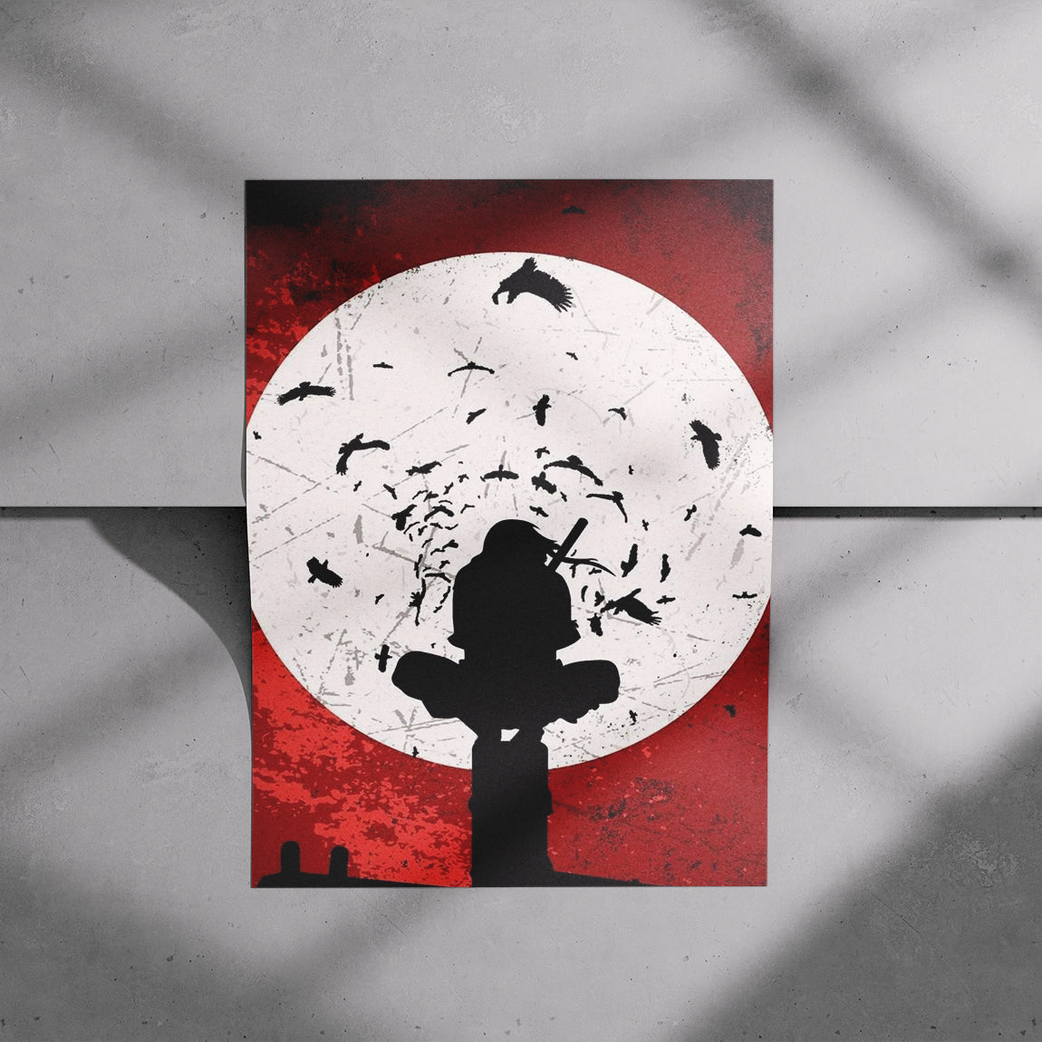 Itachi Moon Crow Silhouette Poster
