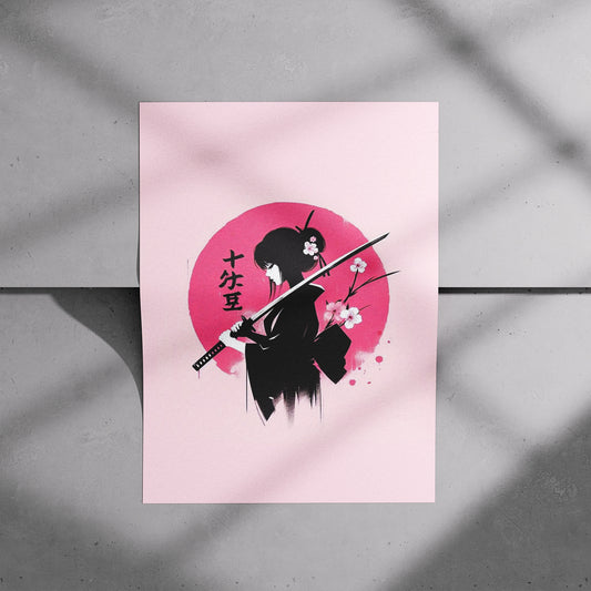 Sakura Samurai Pink Circle Poster