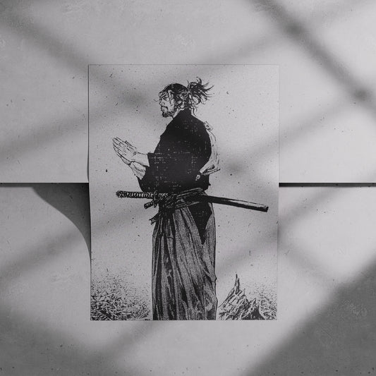 Samurai Prayer Monochrome Poster