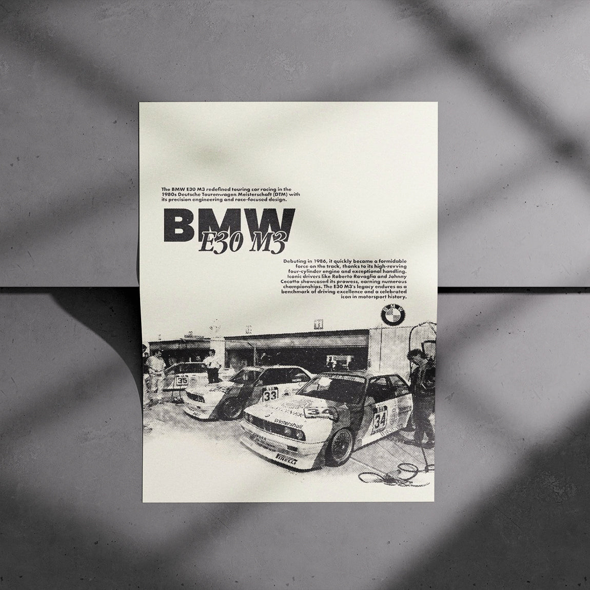 BMW E30 M3 Pit Garage Poster