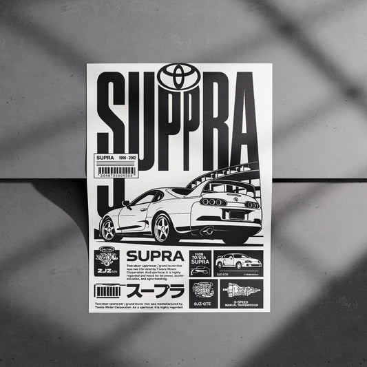 Toyota Supra MK4 Retro Poster