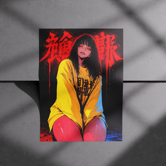 Yellow Shirt Anime Girl Poster