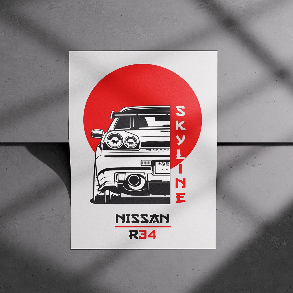 Nissan Skyline R34 Rising Sun Poster