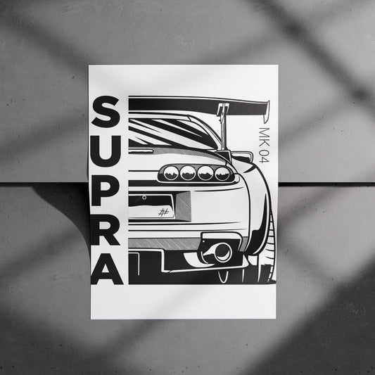 Toyota Supra MK4 Rear Line Art Poster