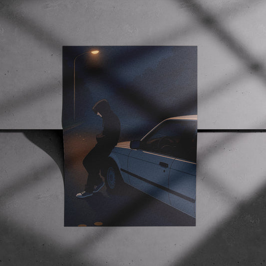 Night Drive Anime Style Poster