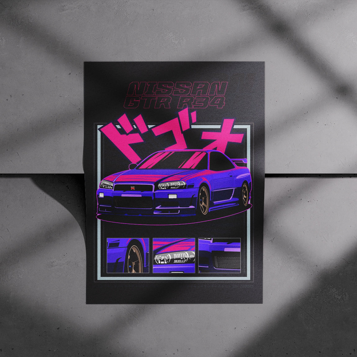 Nissan GTR R34 Retro Poster