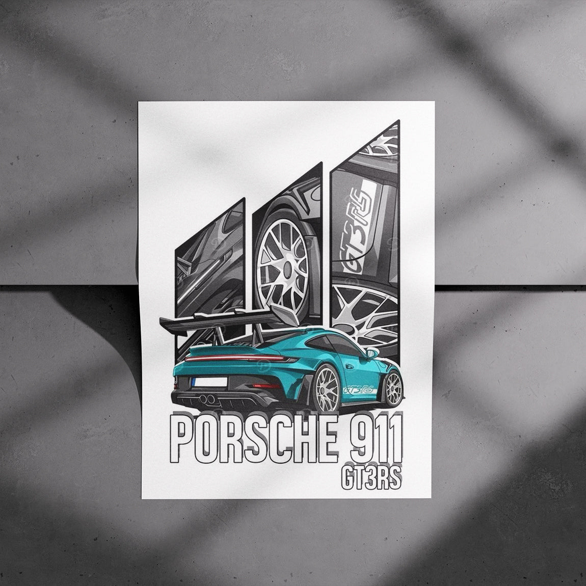 Porsche 911 GT3 RS Geometric Poster