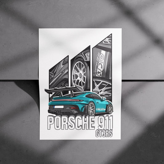 Porsche 911 GT3 RS Geometric Poster