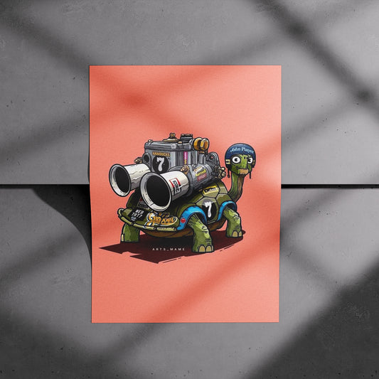 Turbo Turtle Cartoon Poster