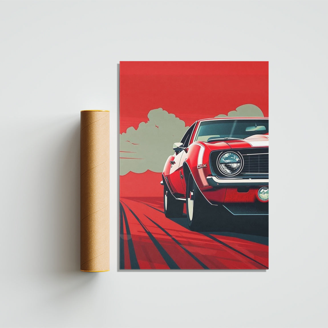 Vintage Red Muscle Car Poster