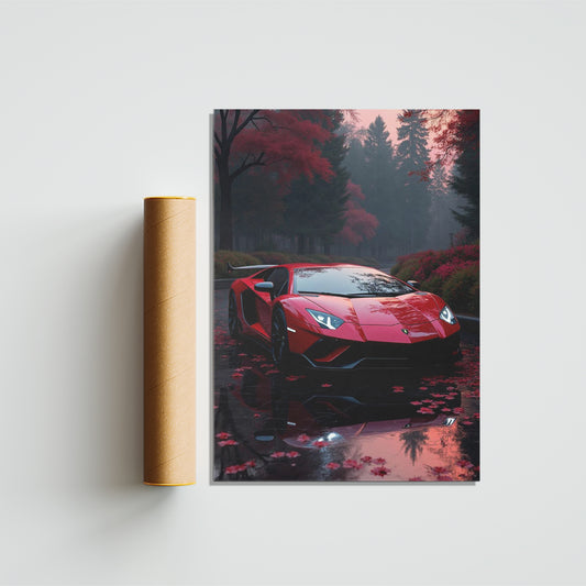 Lamborghini Autumn Scene Poster