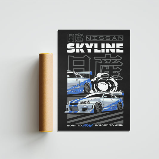 Nissan Skyline Smoke Drift Poster