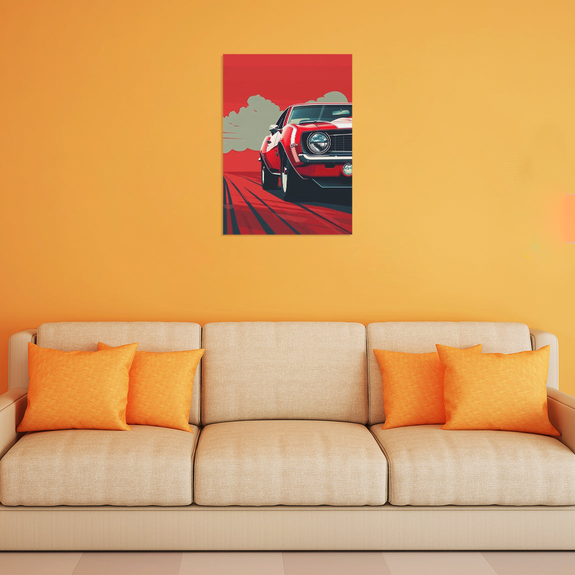 Vintage Red Muscle Car Poster
