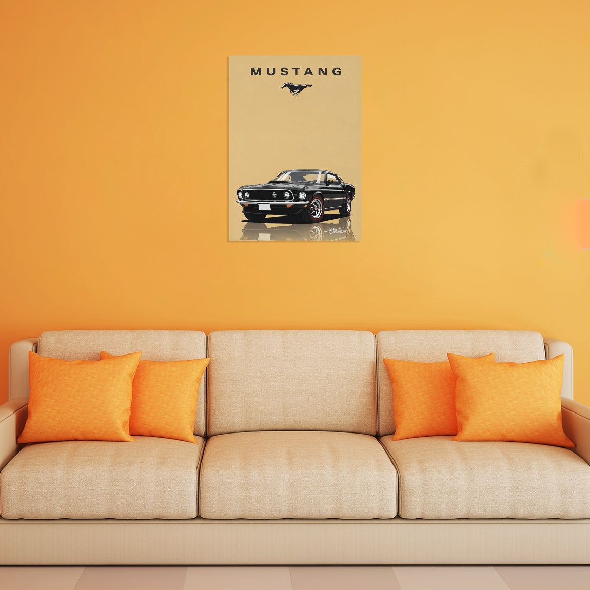 Classic Black Mustang Minimal Poster