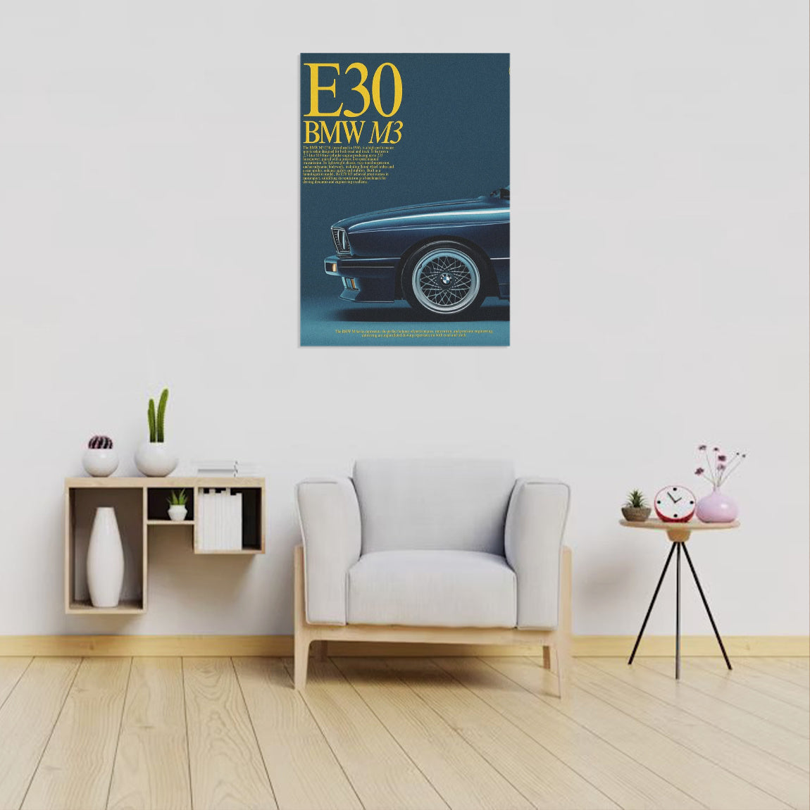BMW E30 M3 Blue Profile Poster