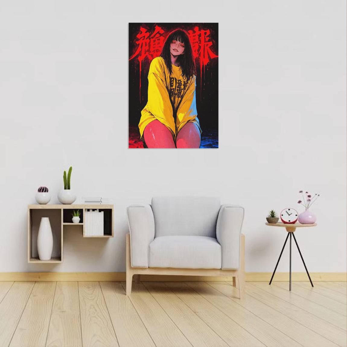 Yellow Shirt Anime Girl Poster