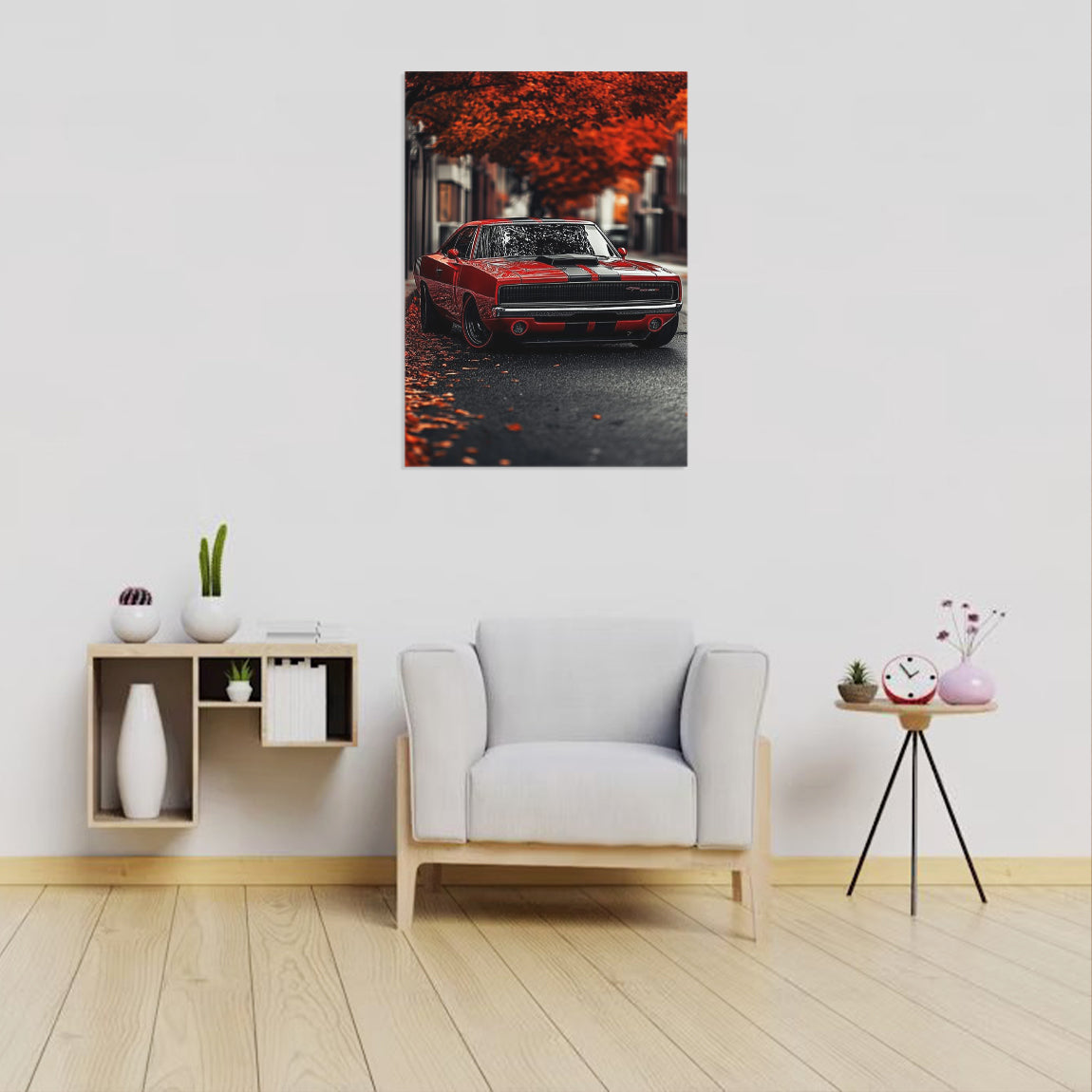 Dodge Charger Autumn Street Poster