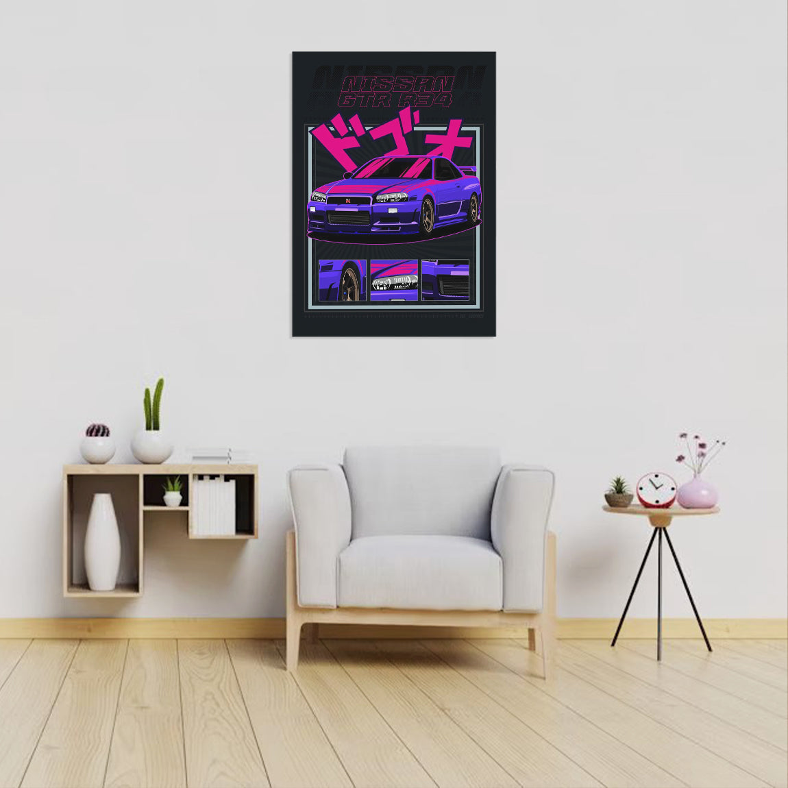 Nissan GTR R34 Retro Poster