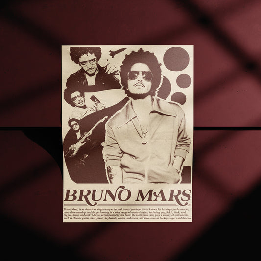 Bruno Mars Retro Collage Poster