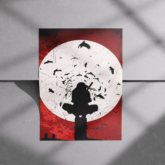Itachi Moon Crow Silhouette Poster