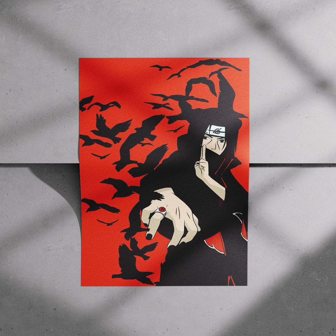 Itachi Uchiha Crow Red Poster
