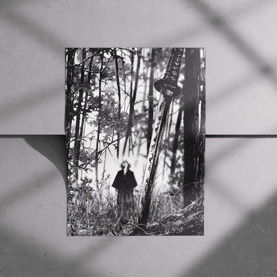 Lone Katana Forest Scene Poster