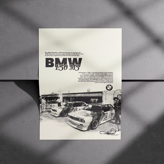 BMW E30 M3 Pit Garage Poster