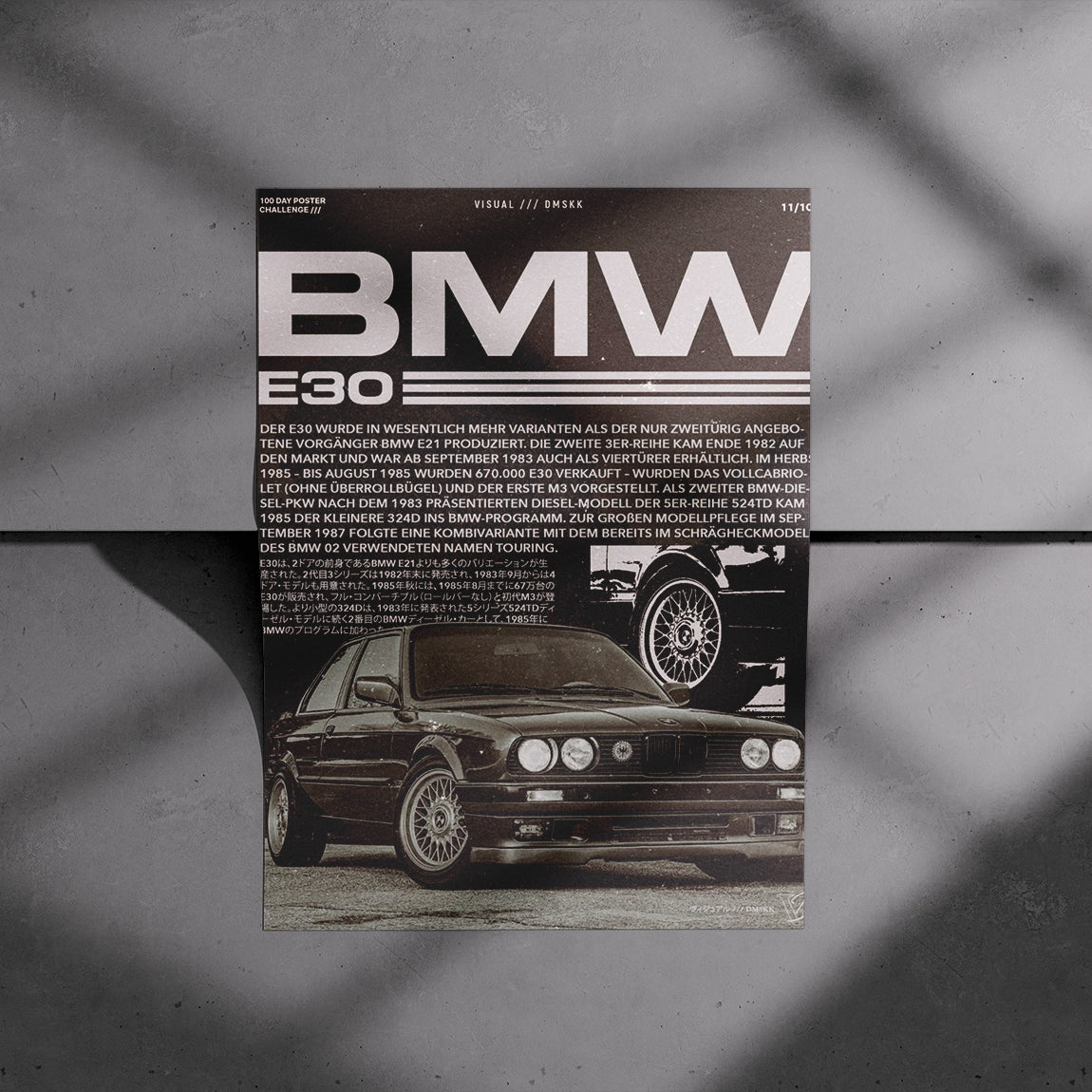 BMW E30 Classic Retro Poster