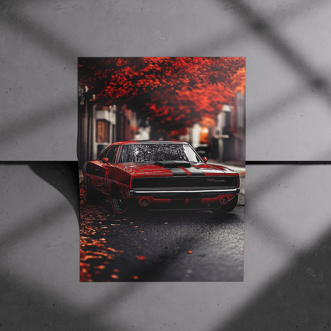 Dodge Charger Autumn Street Poster