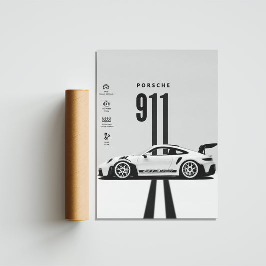 Porsche 911 GT3 RS Minimalist Poster