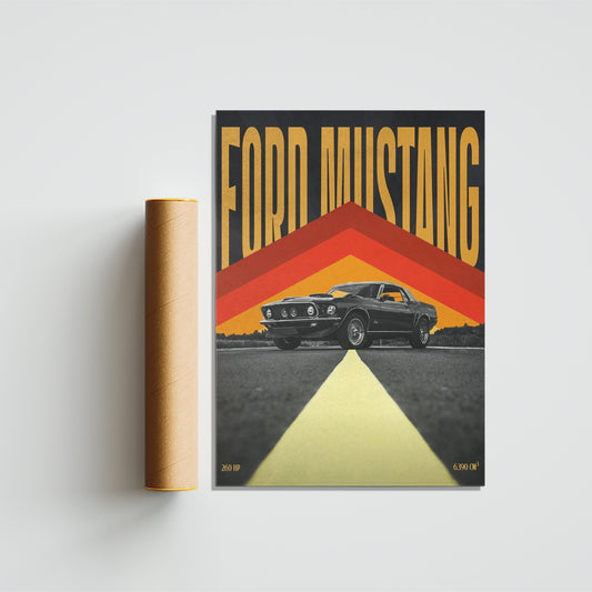 Ford Mustang Retro Arrows Poster