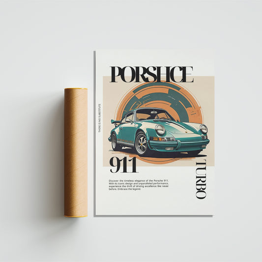 Porsche 911 Retro Turbo Poster