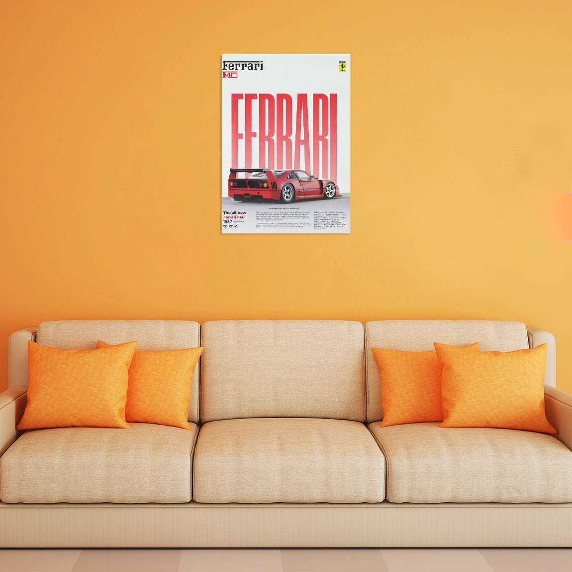 Ferrari F40 Red Typography Poster