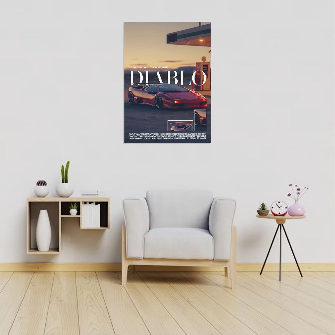 Lamborghini Diablo Sunset Poster