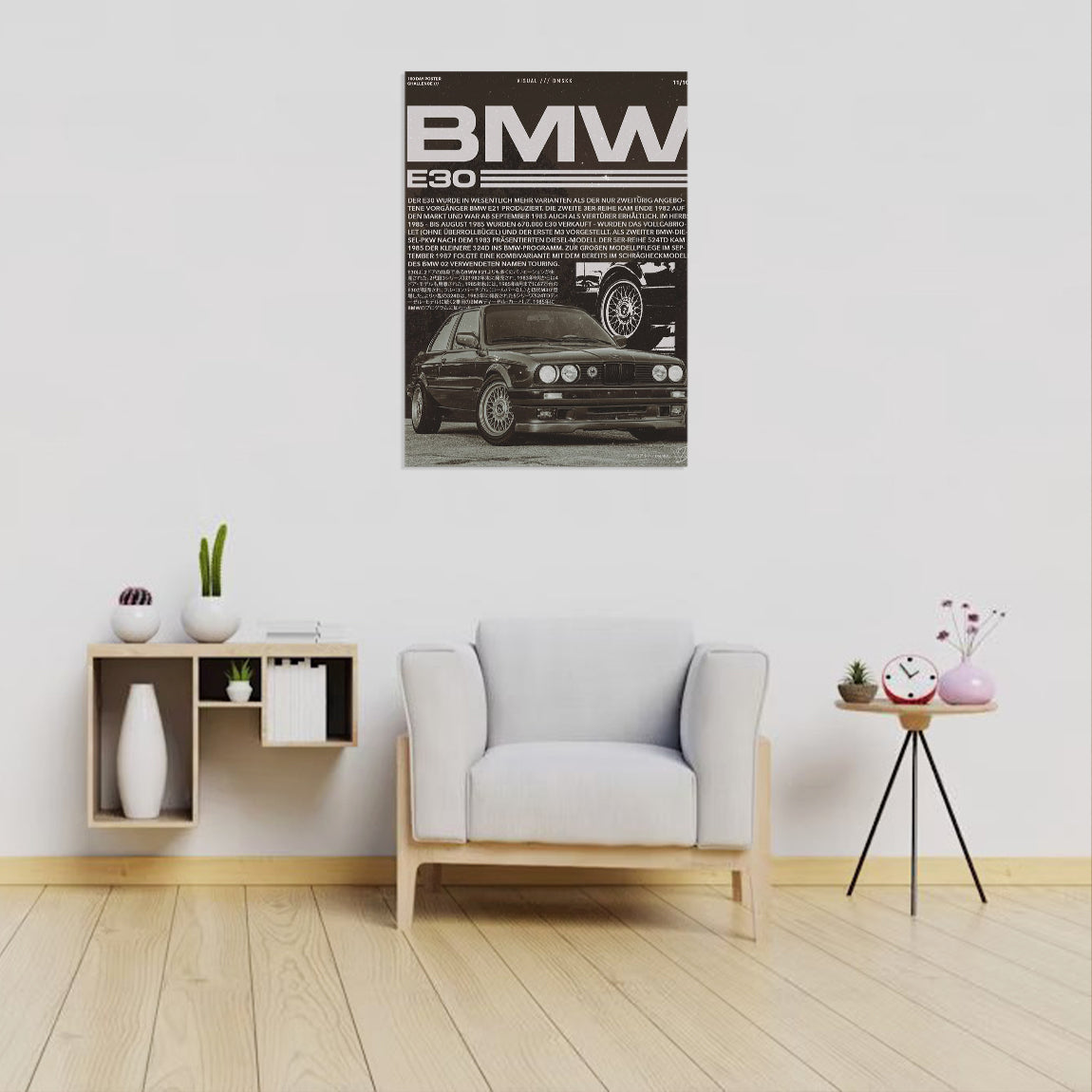 BMW E30 Classic Retro Poster